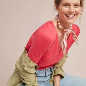 NWOT Anthropologie Coral Short Sleeve Bow Back Top